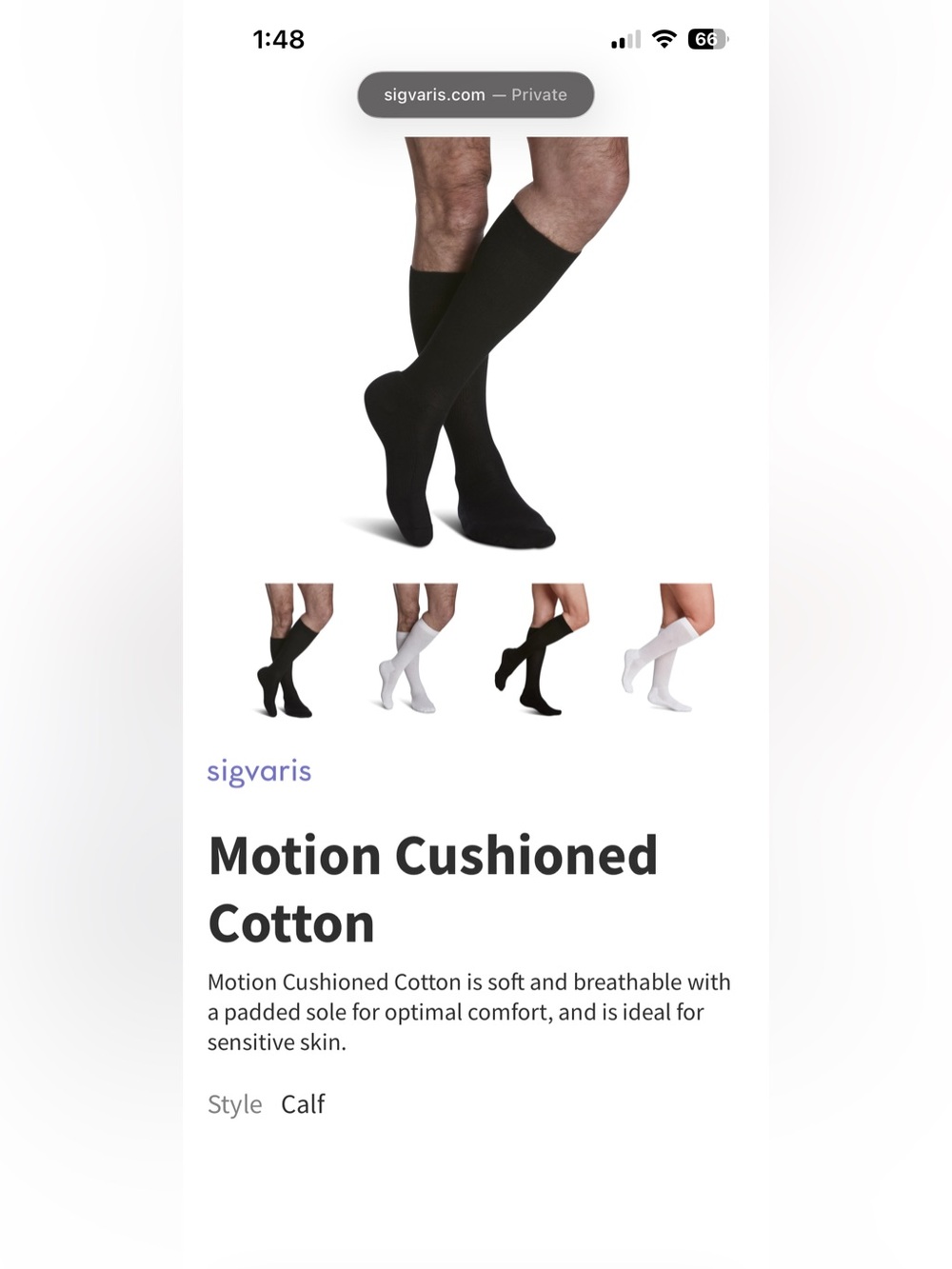 Sigvaris Motion Cushioned Cotton Calf 20-30mmHg Compression Socks